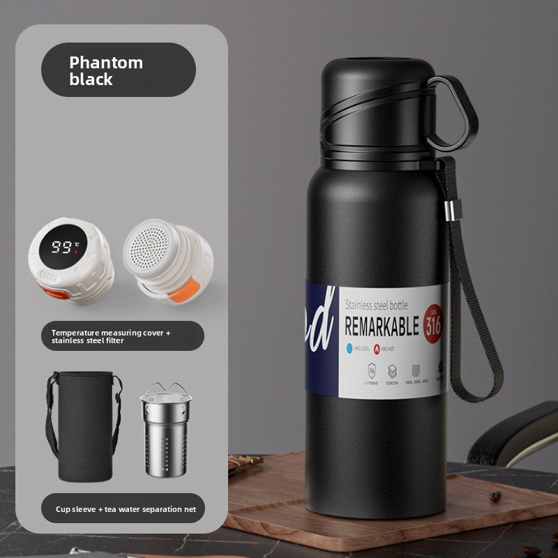 Double-Lid Stainless Steel Insulated Water Bottle with Tea Strainer