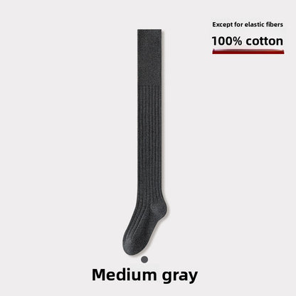 Double Needle Cotton Over Knee Socks for Women