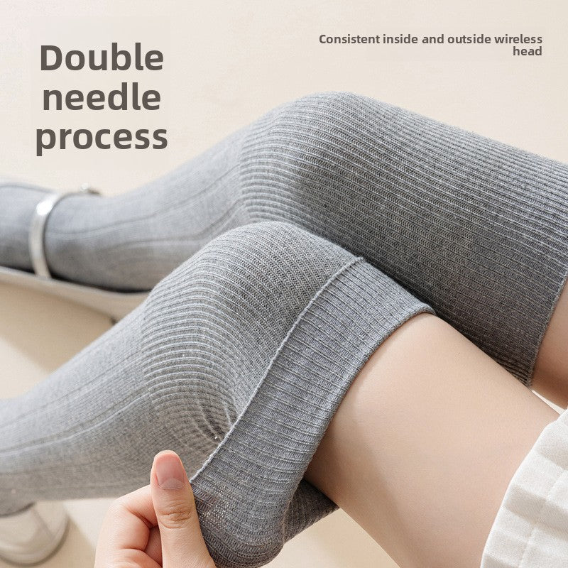 Double Needle Cotton Over Knee Socks for Women