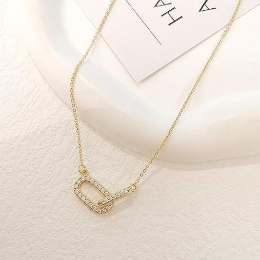 Double Oval Interlocking Pendant Necklace
