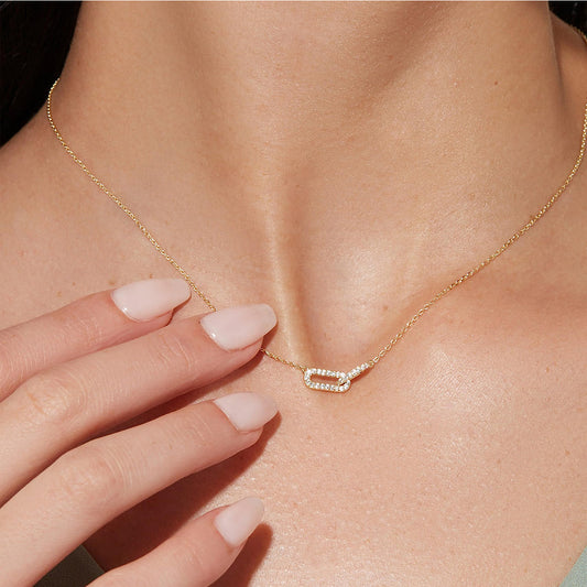 Double Oval Interlocking Pendant Necklace
