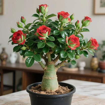 Double-Petaled Desert Rose Potted Plant for Indoor Balcony