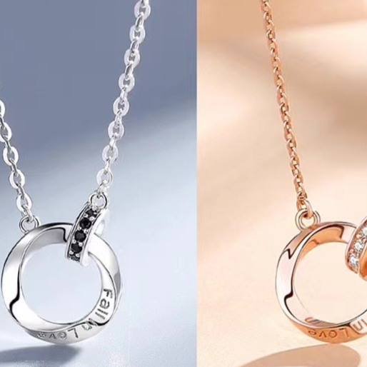 Double-ring couple necklace
