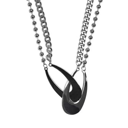 Double Ring Cross Pendant Clavicle Chain
