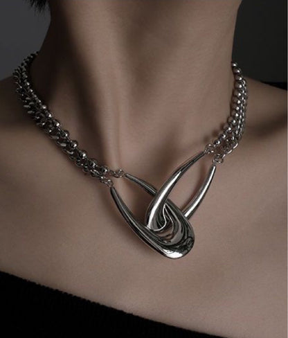 Double Ring Cross Pendant Clavicle Chain