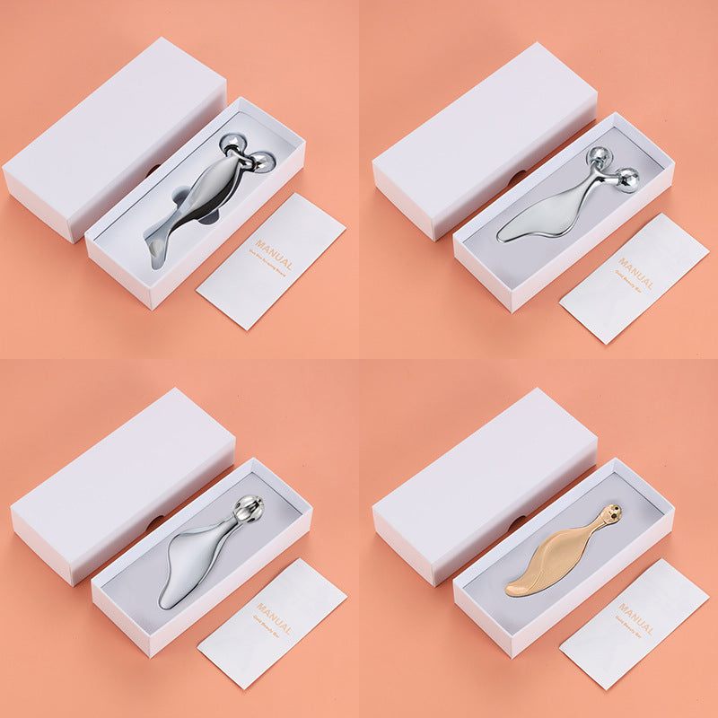 Double Roller Metal Facial Massage Stick