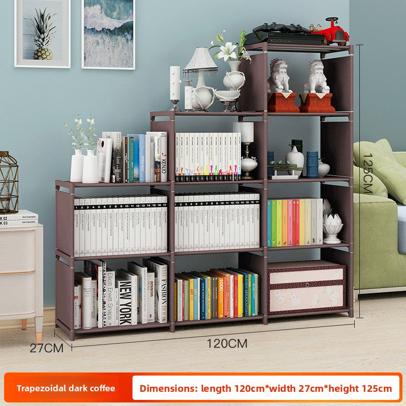 Double-row bookshelf floor storage rack