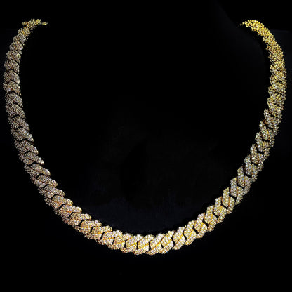 Double-Row Diamond Cuban Chain Necklace