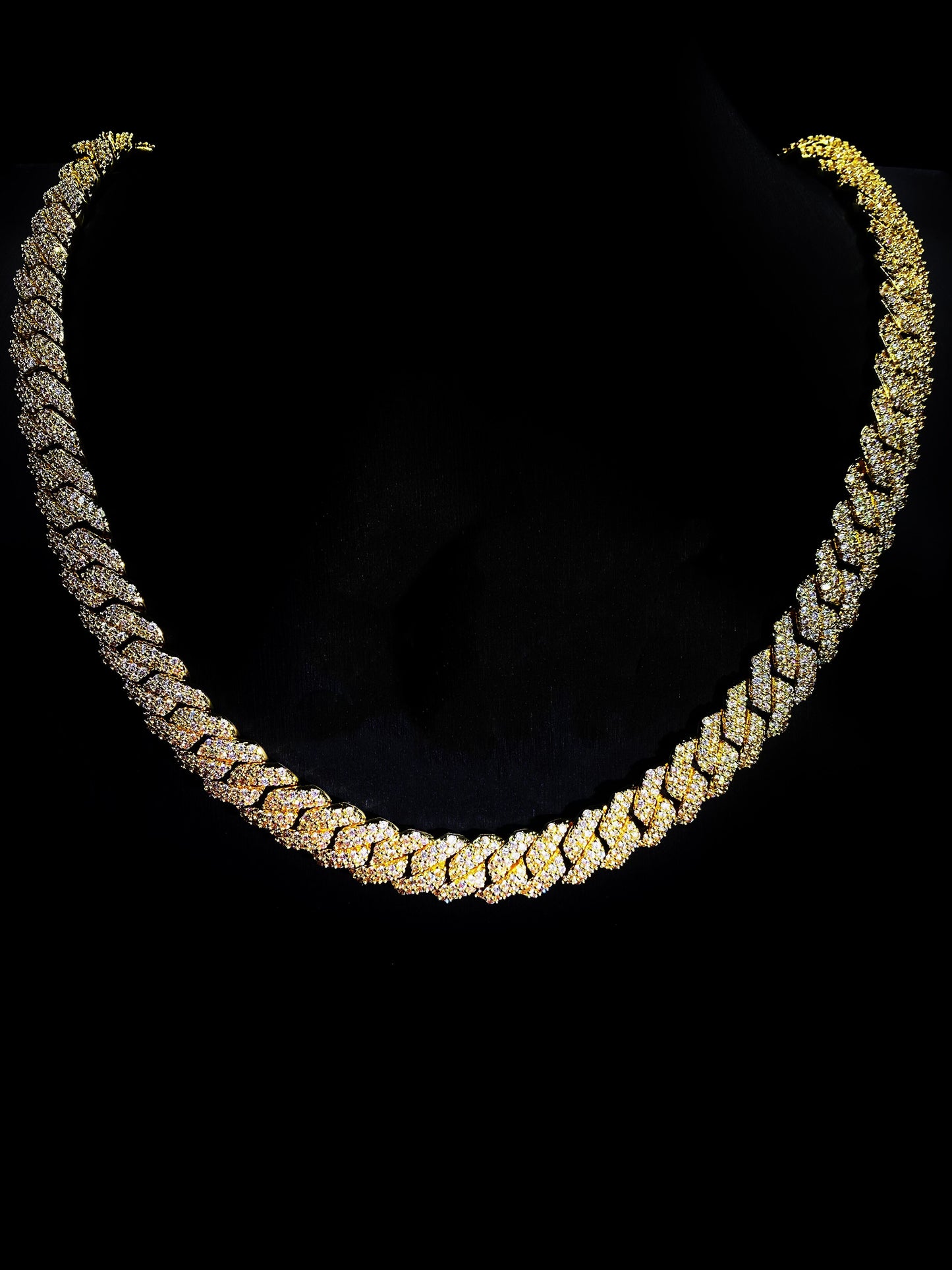 Double-Row Diamond Cuban Chain Necklace
