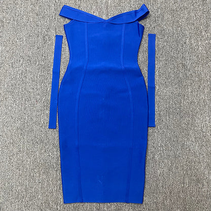 Double Shoulder Strap Bow Slim-fit Hip dress