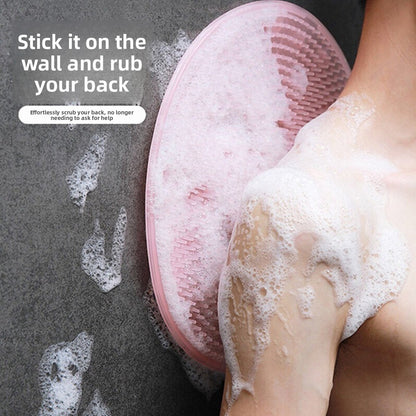 Double-sided back scrub brush with suction cup