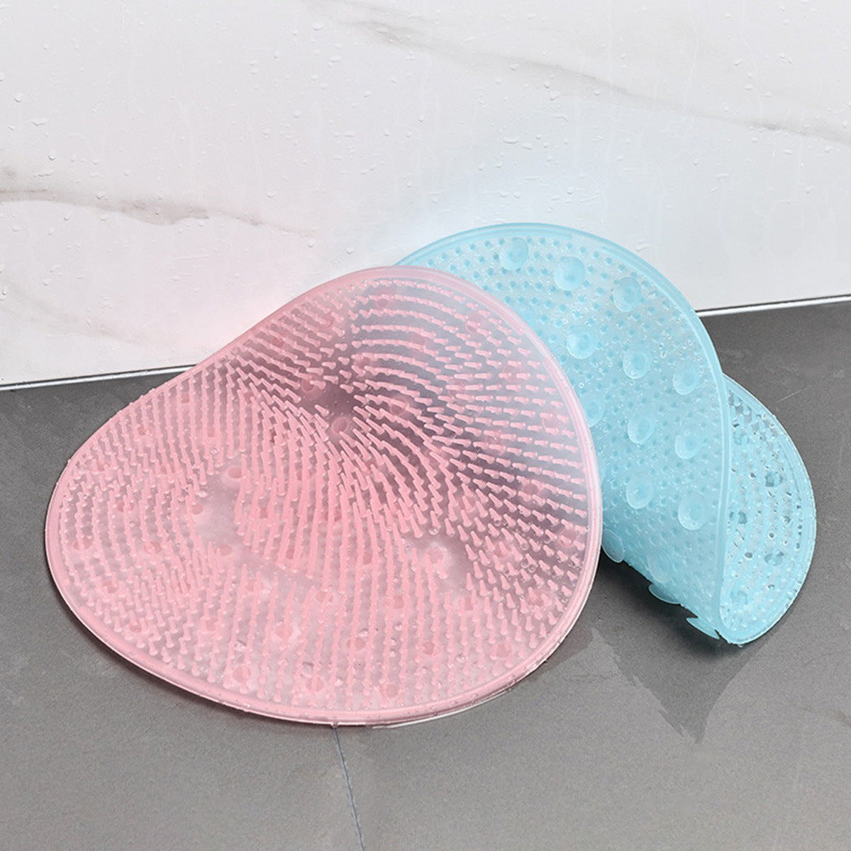 Double-sided back scrub brush with suction cup