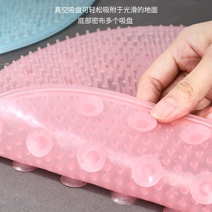 Double-sided back scrub brush with suction cup