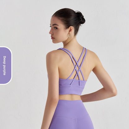 Double-Sided Brushed Cross-Back Sports Bra