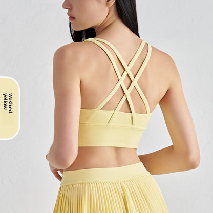 Double-Sided Brushed Cross-Back Sports Bra