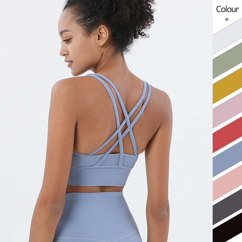 Double-Sided Brushed Cross-Back Sports Bra