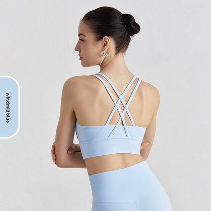 Double-Sided Brushed Cross-Back Sports Bra