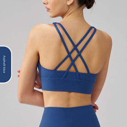 Double-Sided Brushed Cross-Back Sports Bra