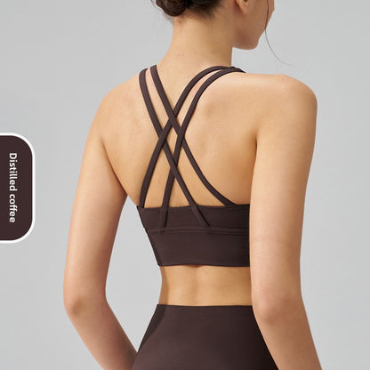 Double-Sided Brushed Cross-Back Sports Bra