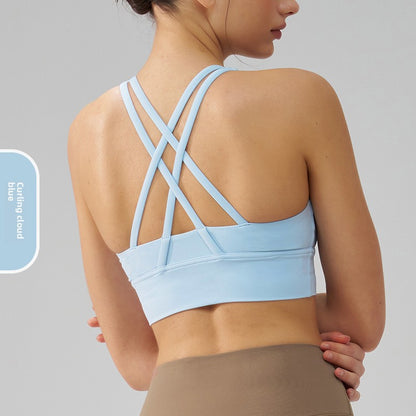 Double-Sided Brushed Cross-Back Sports Bra