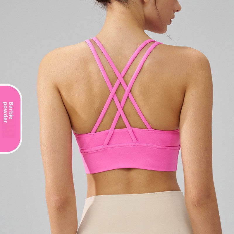 Double-Sided Brushed Cross-Back Sports Bra