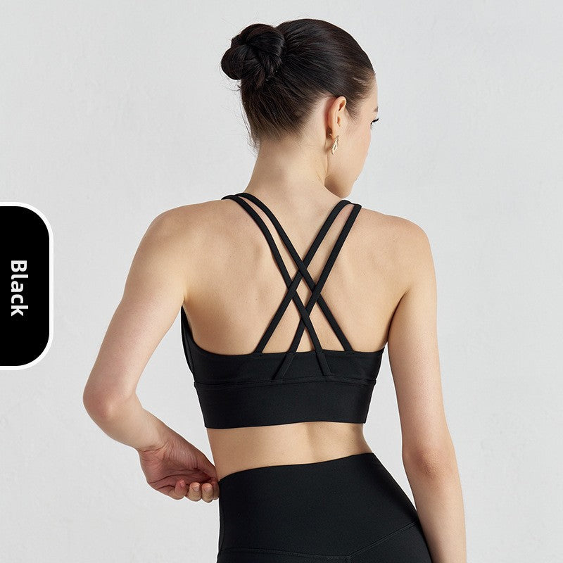 Double-Sided Brushed Cross-Back Sports Bra