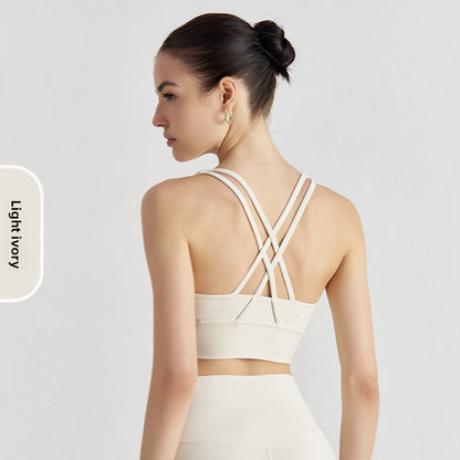 Double-Sided Brushed Cross-Back Sports Bra