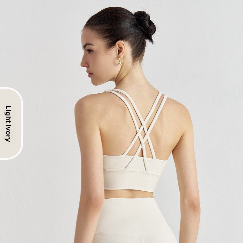 Double-Sided Brushed Cross-Back Sports Bra