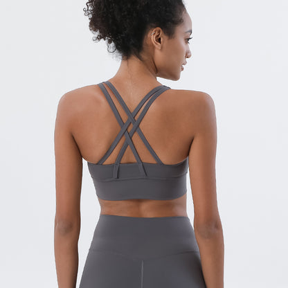 Double-Sided Brushed Cross-Back Sports Bra