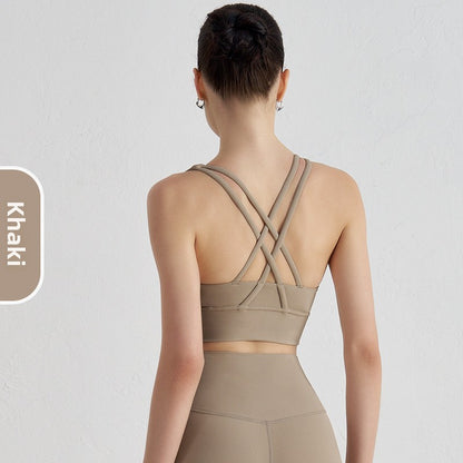 Double-Sided Brushed Cross-Back Sports Bra