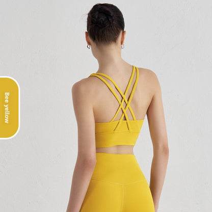Double-Sided Brushed Cross-Back Sports Bra