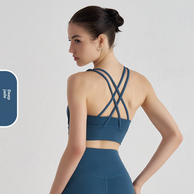 Double-Sided Brushed Cross-Back Sports Bra