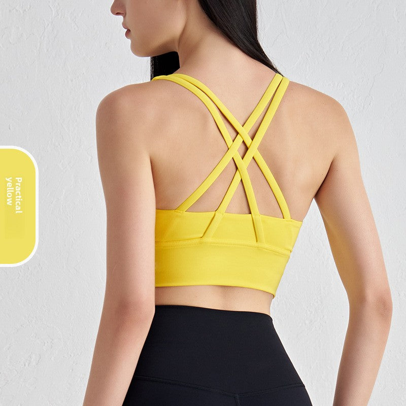 Double-Sided Brushed Cross-Back Sports Bra