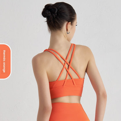 Double-Sided Brushed Cross-Back Sports Bra