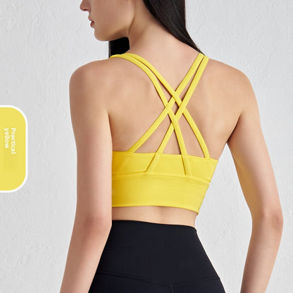 Double-Sided Brushed Cross-Back Sports Bra