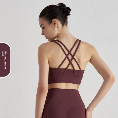 Double-Sided Brushed Cross-Back Sports Bra