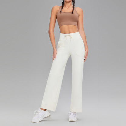 Double-sided brushed fitness pants with pockets for women