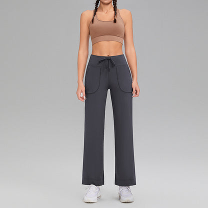 Double-sided brushed fitness pants with pockets for women