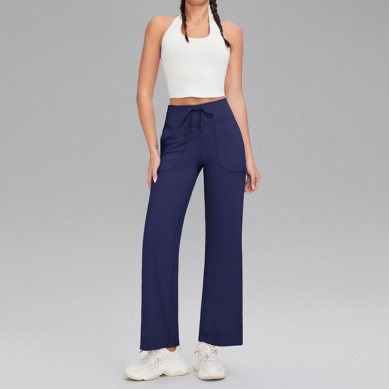 Double-sided brushed fitness pants with pockets for women