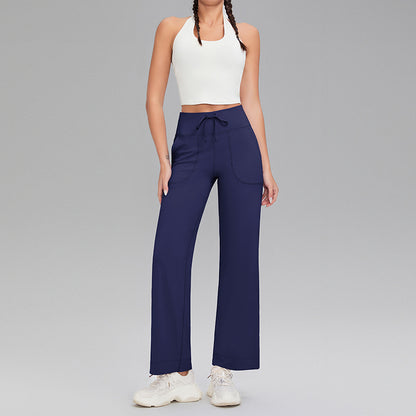 Double-sided brushed fitness pants with pockets for women