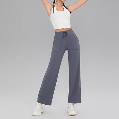 Double-sided brushed fitness pants with pockets for women