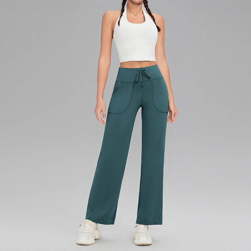 Double-sided brushed fitness pants with pockets for women