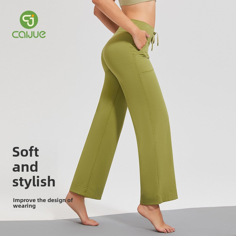 Double-sided brushed fitness pants with pockets for women