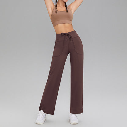 Double-sided brushed fitness pants with pockets for women