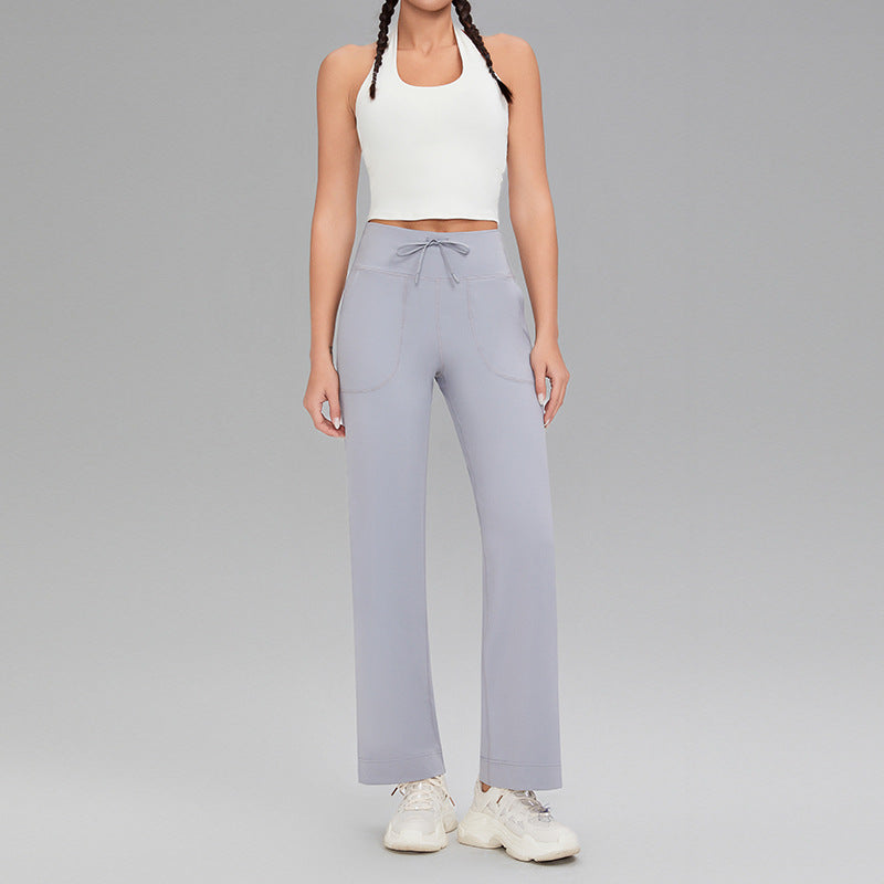Double-sided brushed fitness pants with pockets for women