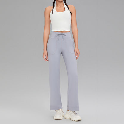 Double-sided brushed fitness pants with pockets for women