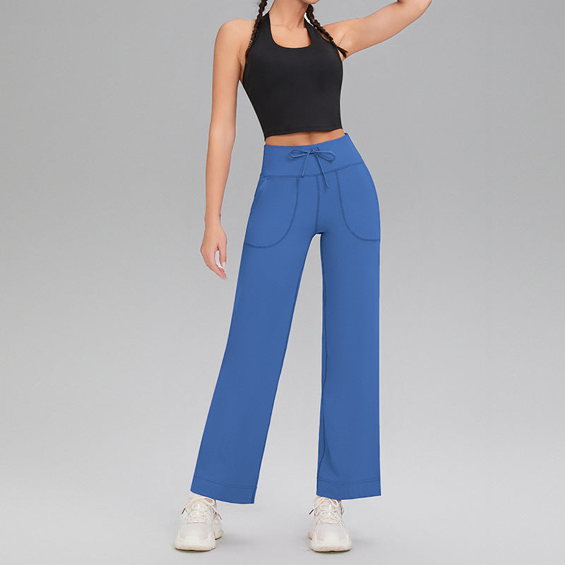Double-sided brushed fitness pants with pockets for women