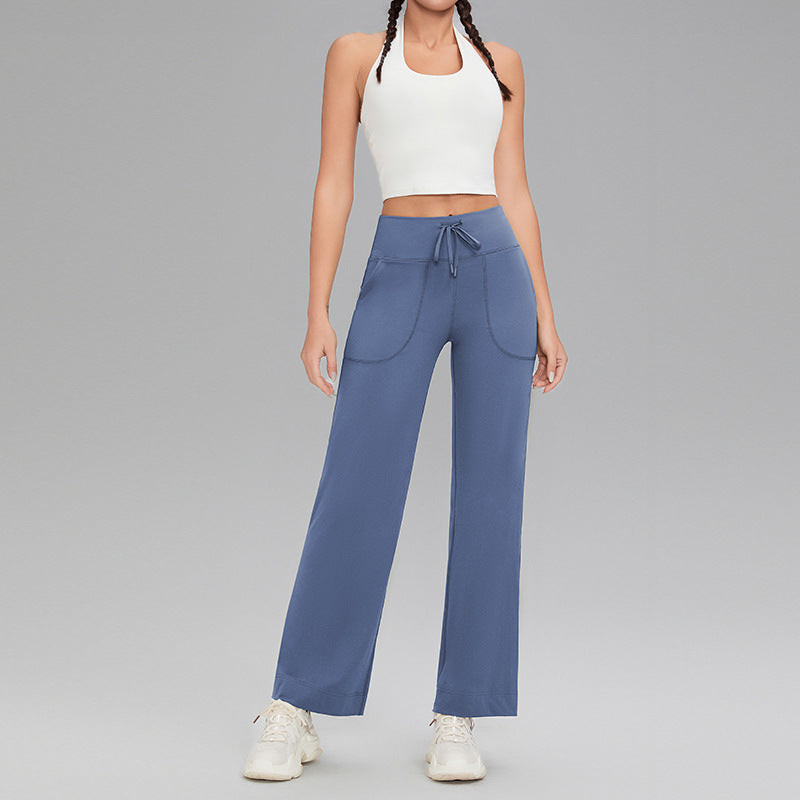 Double-sided brushed fitness pants with pockets for women
