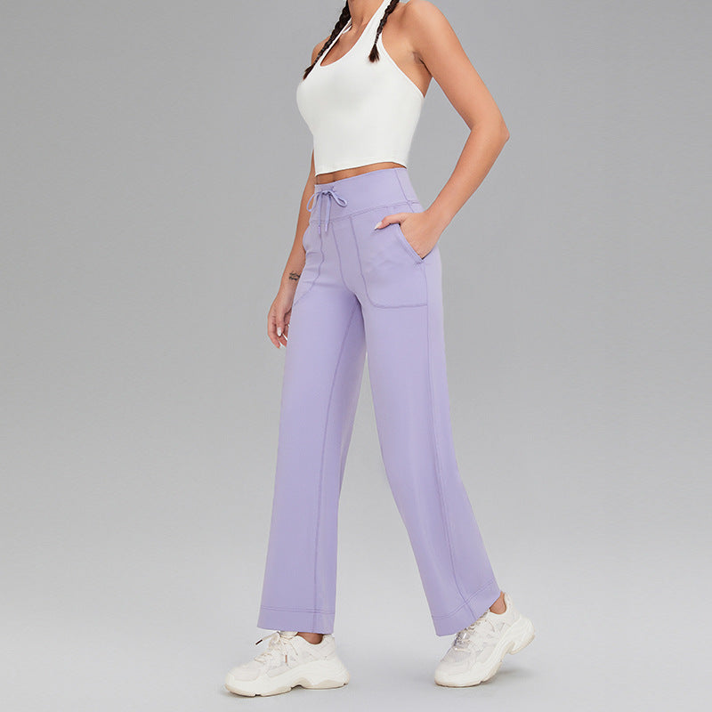 Double-sided brushed fitness pants with pockets for women