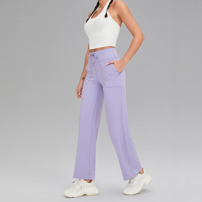 Double-sided brushed fitness pants with pockets for women